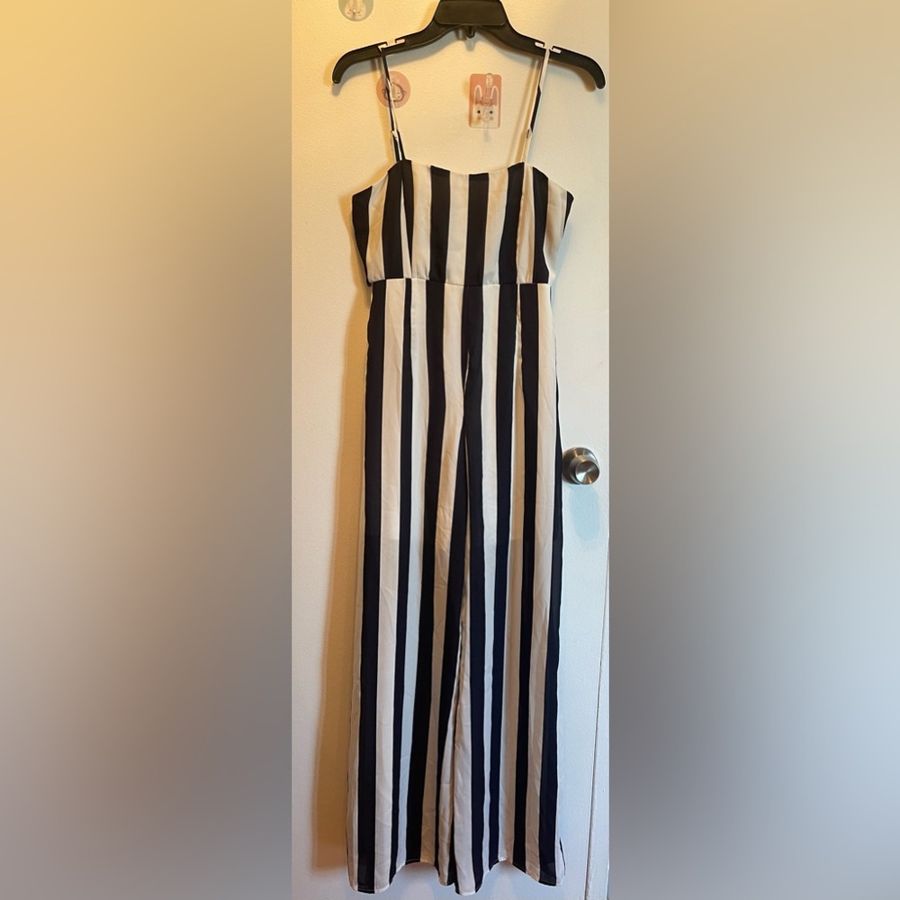 Navy Blue and White Stripe Jumpsuit Size Small. Looks Very Good On